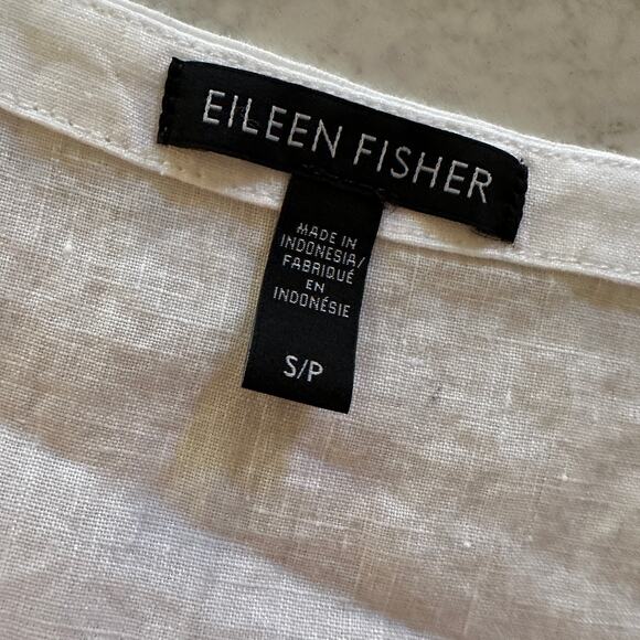 EILEEN FISHER Womens Petite 100% Organic Linen Sleeveless Tunic Size Small White - Picture 3 of 7